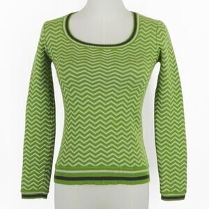 Vintage Patagonia W's Marjorie Scoop Neck Sweater Women's S Green-Ivory Chevron